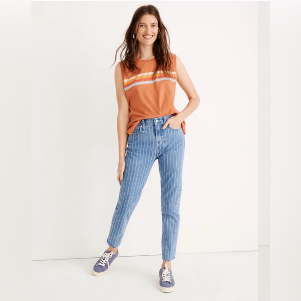MADEWELL The Perfect Vintage Crop Jean Pinstripe